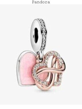 Pink and Rose Gold Heart Charm for Pandora Bracelets